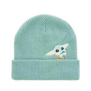 Disney‎ Star Wars Mandalorian Grogu Waffle Knit Beanie - One Size - Green